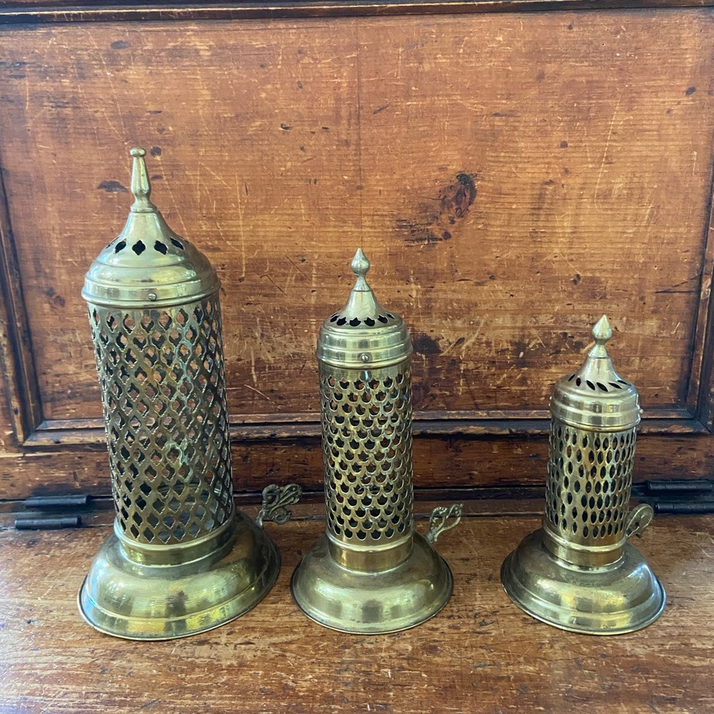 Antique Brass Room Candle Holders Set